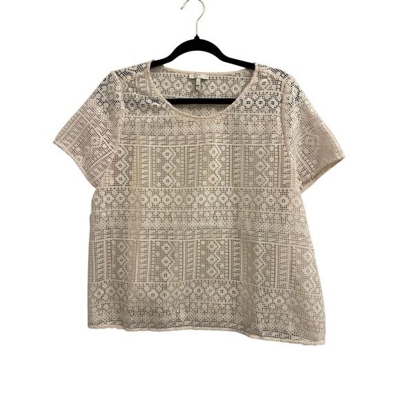 Joie Tops - Joie multi media crochet lace silk blouse size L boho classic office